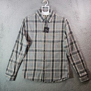 NWT The Normal Brand Shirt Men Small Button‎ Up Long Sleeve Gray Plaid